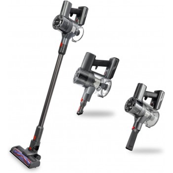 Geepas 2-in-1 Cordless Upright Handheld Stick Vacuum Cleaner - Rechargeable Powerful 22.2v Lithium Battery & LED Brush, for Hard Floor, Carpet.