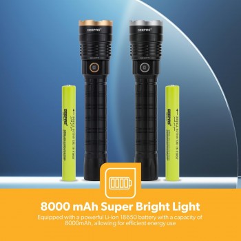 Geepas 2 Pcs Rechargeable Water Proof Led Flashlight 3000 Mah - Gfl51077