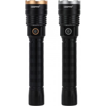 Geepas 2 Pcs Rechargeable Water Proof Led Flashlight 3000 Mah - Gfl51077