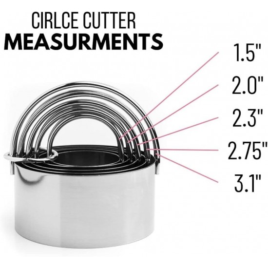 5-in-1 Round Cookie Cutter – Stainless Steel