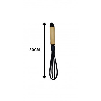 Wooden Handle Whisk with Heat-Resistant Nylon/PBT Tines – Durable & Non-Scratch