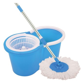 OEM Plastic Magic Spin Bucket Mop Set with Easy Wheels for Best 360 Degree Floor Cleaning Mop and 2 Refill Head - Blue