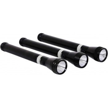Geepas 3-in-1 Rechargeable LED Flashlight, CREE LED, GFL4622 | Aluminium Body with Rubber Glow | Ni-Cd Battery | Ideal for Campaigning, Trekking, Outdoor, Etc