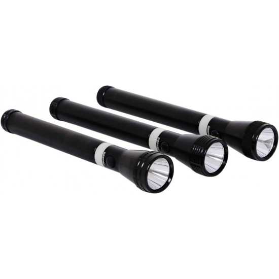 Geepas 3-in-1 Rechargeable LED Flashlight, CREE LED, GFL4622 | Aluminium Body with Rubber Glow | Ni-Cd Battery | Ideal for Campaigning, Trekking, Outdoor, Etc