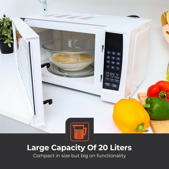 GEEPAS GMO1895 20L 1200W Digital Microwave Oven - Microwave Oven with Multiple Cooking Menus | Reheating & Defrost Function