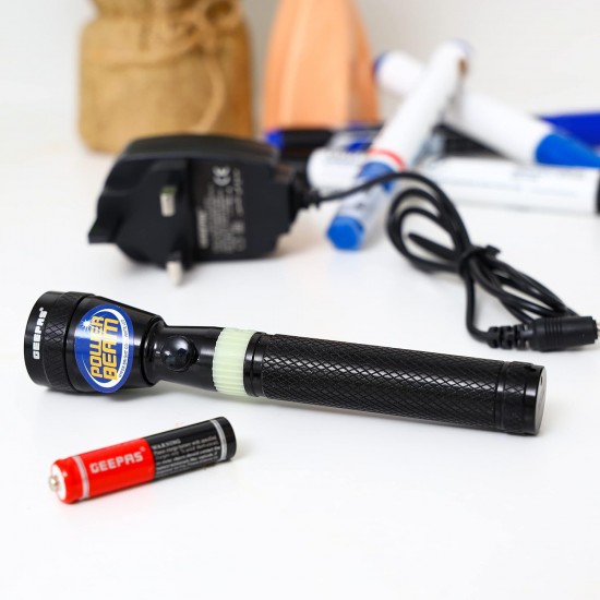 Geepas Gfl51028 Rechargeable LED Flashlight, Black
