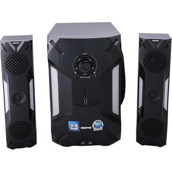 Geepas GMS8507 2.1 Multimedia Speaker- 35000 Watts, 8"Woofer|USB, Bluetooth & Multiple Device Inputs Pc, Ps4, Xbox, Smartphone, Tablet, Music Player