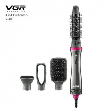 VGR V-408 Professional Hot Air Styler Combo Pack of Roller Hollow Comb, Concentrator Nozzle and Electric Hair Brush ( Grey)