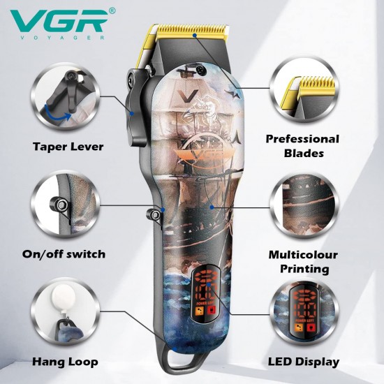 VGR V-689 Professional Rechargeable cordless Hair Clipper with LED Display