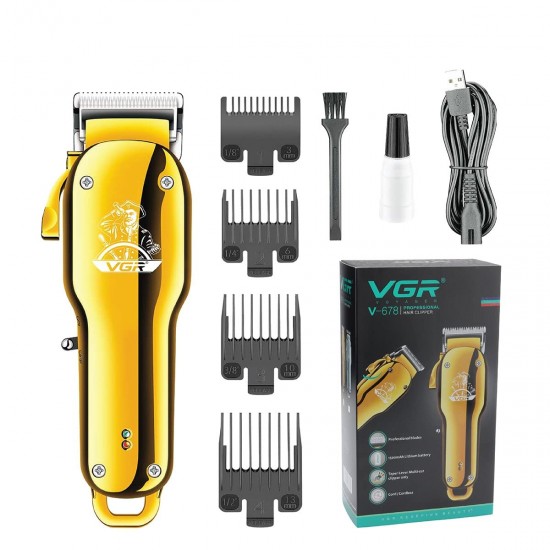 VGR Professional Rechargeable Hair Clipper Gold V-678