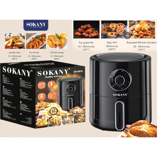 Sokany SK-8019 Air Fryer with Detachable Tank 4lt Black