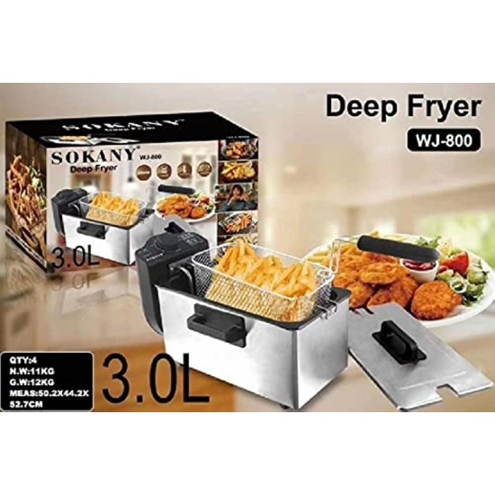 Sokany WJ-800 Electric Deep Fryer, 2000 Watts, 3 Liters