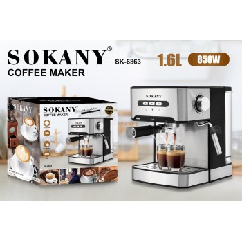 Sokany SK-6863 Espresso Machine 850W Pressure 20bar Silver