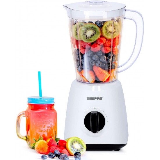 Geepas GSB44027 500W 2 in 1 Multifunctional Blender | Stainless Steel Blades, 2 Speed Control with Pulse | 1.5L Jar