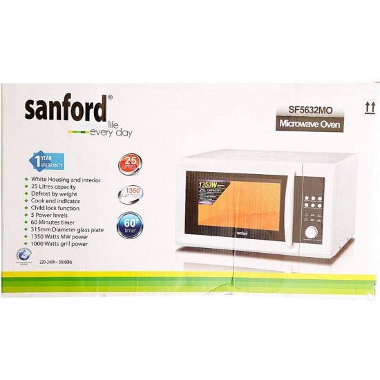 Sanford SF5632MO BS 25 Liters Microwave Oven, 1350W UK Plug