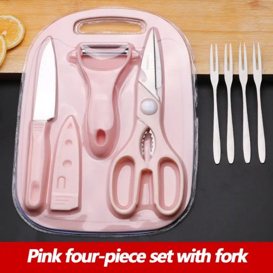 Multifunction Mini Plastic Cutting Board Set with Knife Peeler and Scissors for Camping Kitchen Cutting Fruit Vegetable