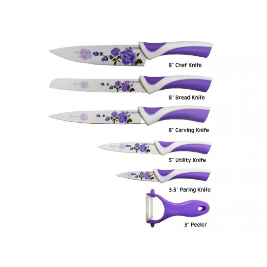 YIJIALE Kitchen Knife 6pcs Set Non Stick Coating