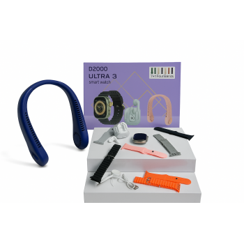 ULTRA 3 Smart Watch D2000 – 7+1 Interchangeable Bands & Geepas GFL3803 Rechargeable Flashlight Bundle