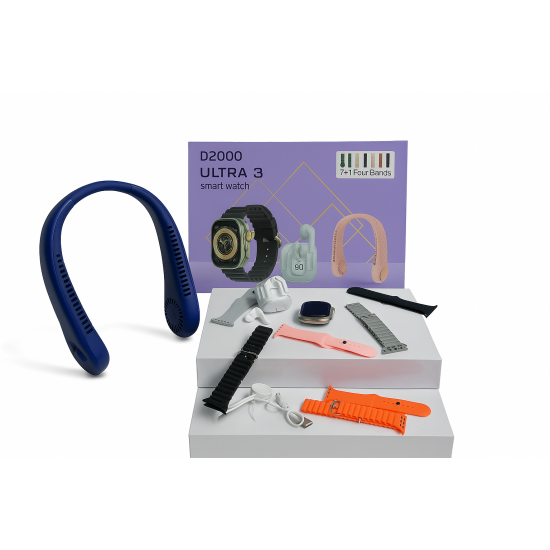 ULTRA 3 Smart Watch D2000 – 7+1 Interchangeable Bands & Geepas GFL3803 Rechargeable Flashlight Bundle