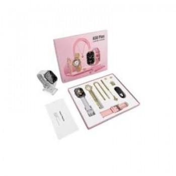 A58 Plus Smartwatch – 5-in-1 Set with Elegant Gold Jewelry for Women