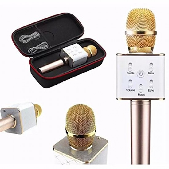 Karaoke Wireless Bluetooth Microphone and Speaker Q7 GOLD/BLACK