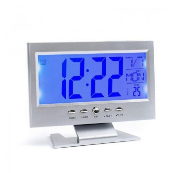 LCD Digital Clock Voice-Activated Perpetual Calendar Alarm Clock With Time/Date/ Week/Temperature Display DS-8082