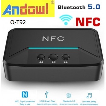 Andowl NFC v5.0 Bluetooth 5.0 Receiver with 3.5mm Jack / USB / RCA and NFC output ports Q-T92