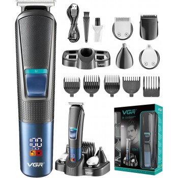VGR V-108 Professional 10 in 1 Grooming Kit with LED Display, All in one Trimmer for Men,Suitable for Face, head, Nose