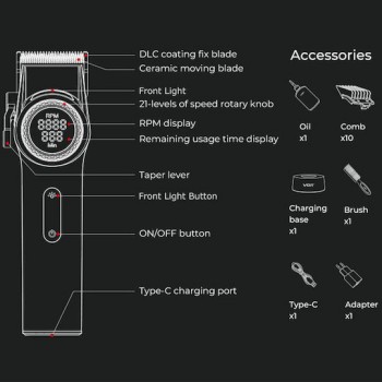 VGR V-001 Professional Hair Clipper – Durable Metal Body & Long Battery Life