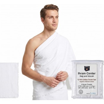  Men's Ihram for Hajj & Umrah – 2-Piece 100% Cotton Set, Soft & Breathable