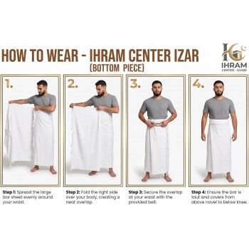  Men's Ihram for Hajj & Umrah – 2-Piece 100% Cotton Set, Soft & Breathable