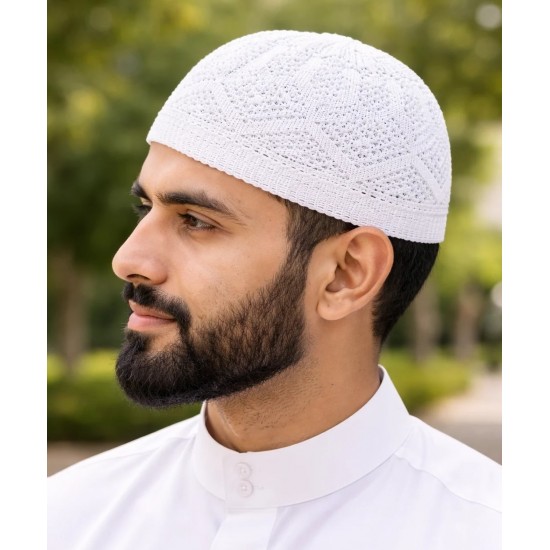 Men's Muslim Prayer Cap Namaz Topi – Lightweight & Breathable Mesh Islamic Kufi Hat